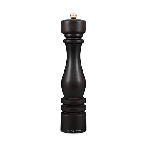 Cole & Mason London Chocolate Wood Pepper Mill, 30cm Pepper Grinder with Adjustable Grind, Precision+ Carbon Mechanism, Beech Wood, Seasoning Mill, Lifetime Mechanism Guarantee