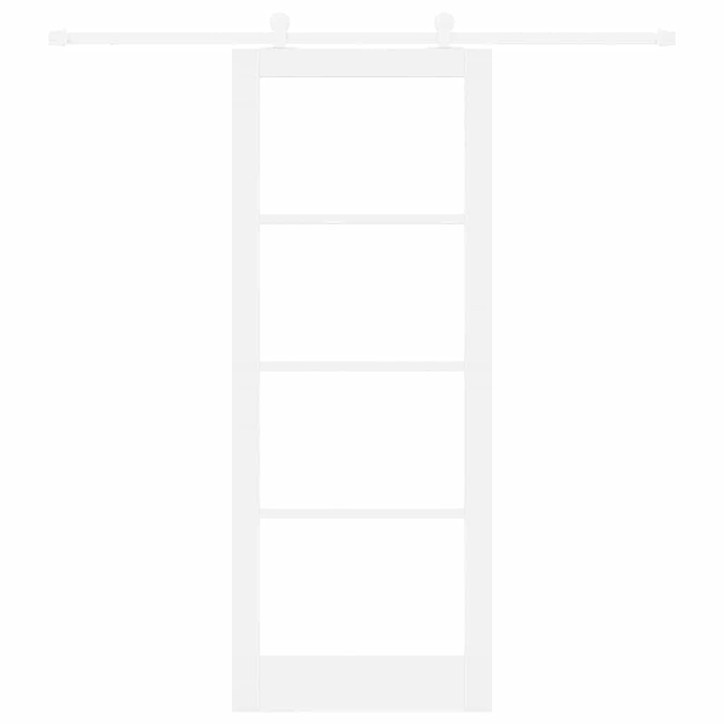 Puerta corredera ORKDAL blanca 83x211cm de madera maciza de pino y vidrio, interior para salón, dormitorio, cocina o garaje, deslizamiento silencioso, transmisión de luz y privacidad