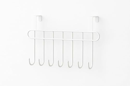 Image of Kundi Multi-Functional Over-the-Door Hook Hanger Rack - Heavy-Duty Steel Wall Hook Organizer with 7 Hooks for Clothes, Towels, Kitchen & Bathroom (Set of 2 White)