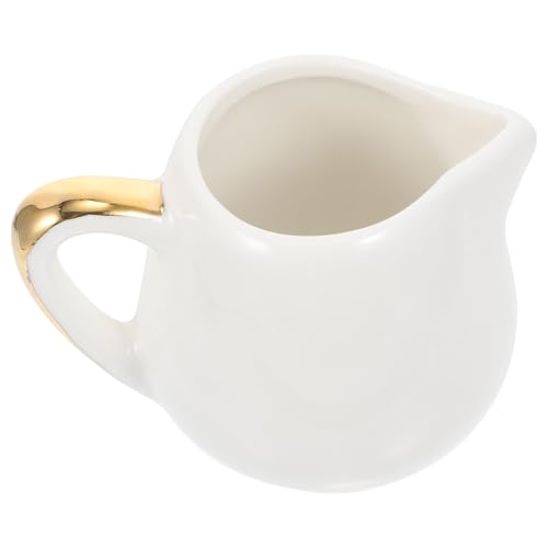 PAMINGONO Jarra de Leche de Cerámica Color Blanco Asa, Multiusos para Restaurante o Tienda de Postres, Diseño Creativo y Elegante para Servir Crema o Leche