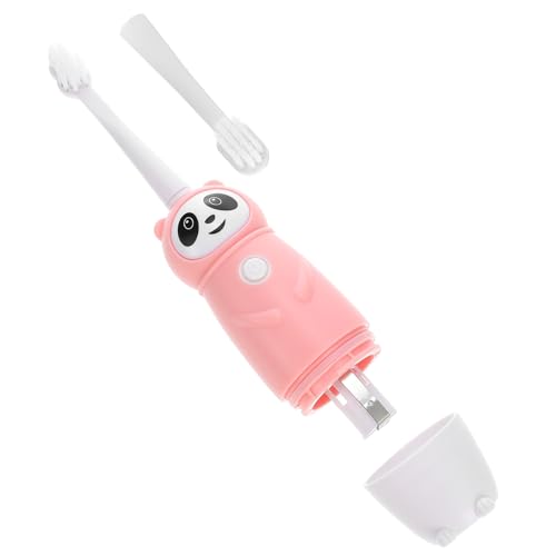 DONFAMDS Cepillo de Dientes Eléctrico 3-12 Años Cerdas Suaves, Material Pp, Color Rosa 2 Cabezales de Repuesto, Herramienta de Cuidado Bucal Adecuado para Uso en Casa y Viajes