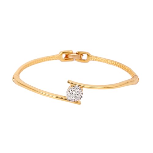 Estele Jewellery Bracelet For Women Gold & Rhodium Plated Ball Shaped Cuff Bracelet with White Crystals for Girls and Women-100724 BR (B08CSC87MV) Amazon Price History, Amazon Price Tracker
