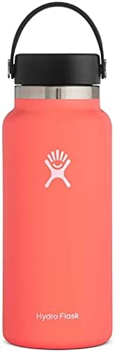Hydro Flask Water Bottle - Stainless Steel & Vacuum Insulated - Wide Mouth 2.0 with Leak Proof Flex Cap - 32 oz, Hibiscus