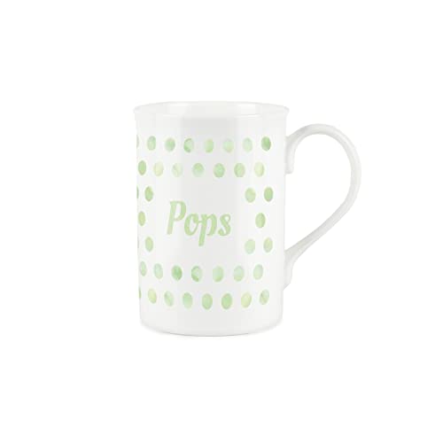 Purely Home Green Polka Dots Spots Pops Mug - Fine Bone China Gift/Present Mug for Pops Grandpa Grandad