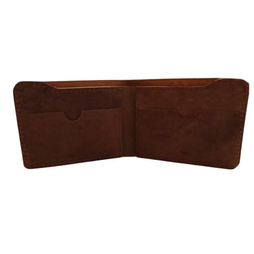 Genuine Leather Wallet,Men's Minimalist Bifold Wallet Card Slots Genuine Leather Vintage Brown Slim Wallets (Light Brown)3