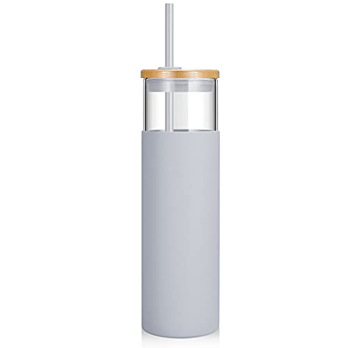 Tronco 32 oz Glass Tumbler with Lids and Straws, Reusable Iced Coffee Cups