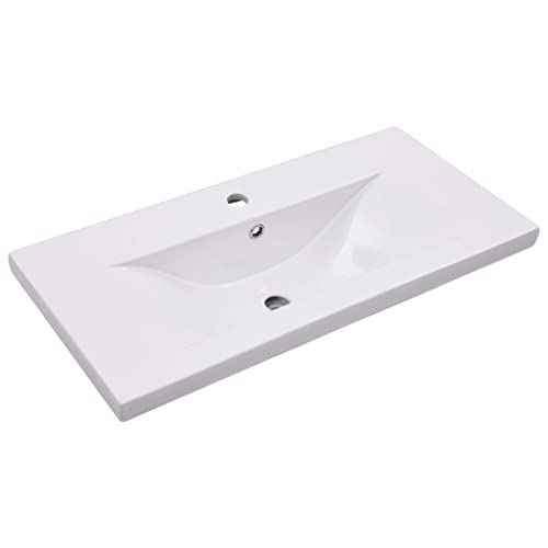 vidaXL Lavabo Encastré Lave-Mains Encastré Vasque à Poser Vasque à Monter Salle de Bain Salle d'Eau Cabine de Toilettes 81x39,5x18,55 cm Céramique Blanc