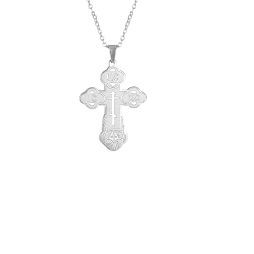 Collier Pendentif Croix de Serbie Orientale en acier pour homme et femme