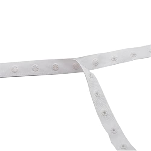 5Yards Plastic Snap Button Press Stud Polyester Tape Trim For Sewing Diy Accessories (White Color) #TOP2