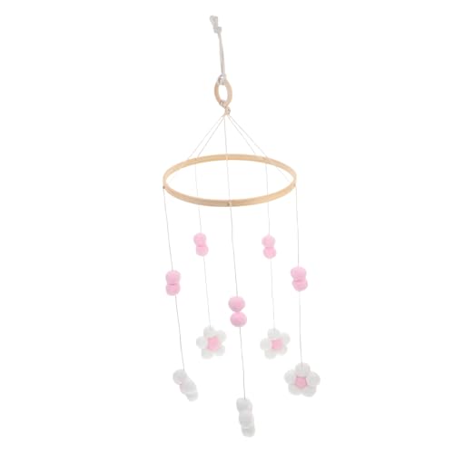 KOCKSHION Flower Mobile for Crib Girl Baby Bed Hanging Decoration Charming Wind Chime Felt Balls Enhance Nursery Ambiance