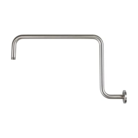 Naiture S Shaped, Offset Shower Extension Arm with Flange, Brass High Rise Shower Head Extender Pipe, 19 inch Length, Brushed Nickel Finish Cover