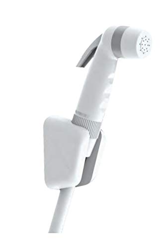 WaterTec PVC Waterline,Plastic Toilet Jet Spray Health Faucet with 1 m Flexible Hose and Wall Bracket |White, 1 Piece
