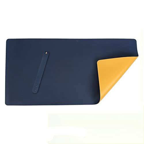 BUBM Laptop Desk Mat, Large Office Desk Pad Protector - Dark Blue, 35.4' x 17', Dual-Sided, Waterproof & Non-Slip for Mouse and Computer