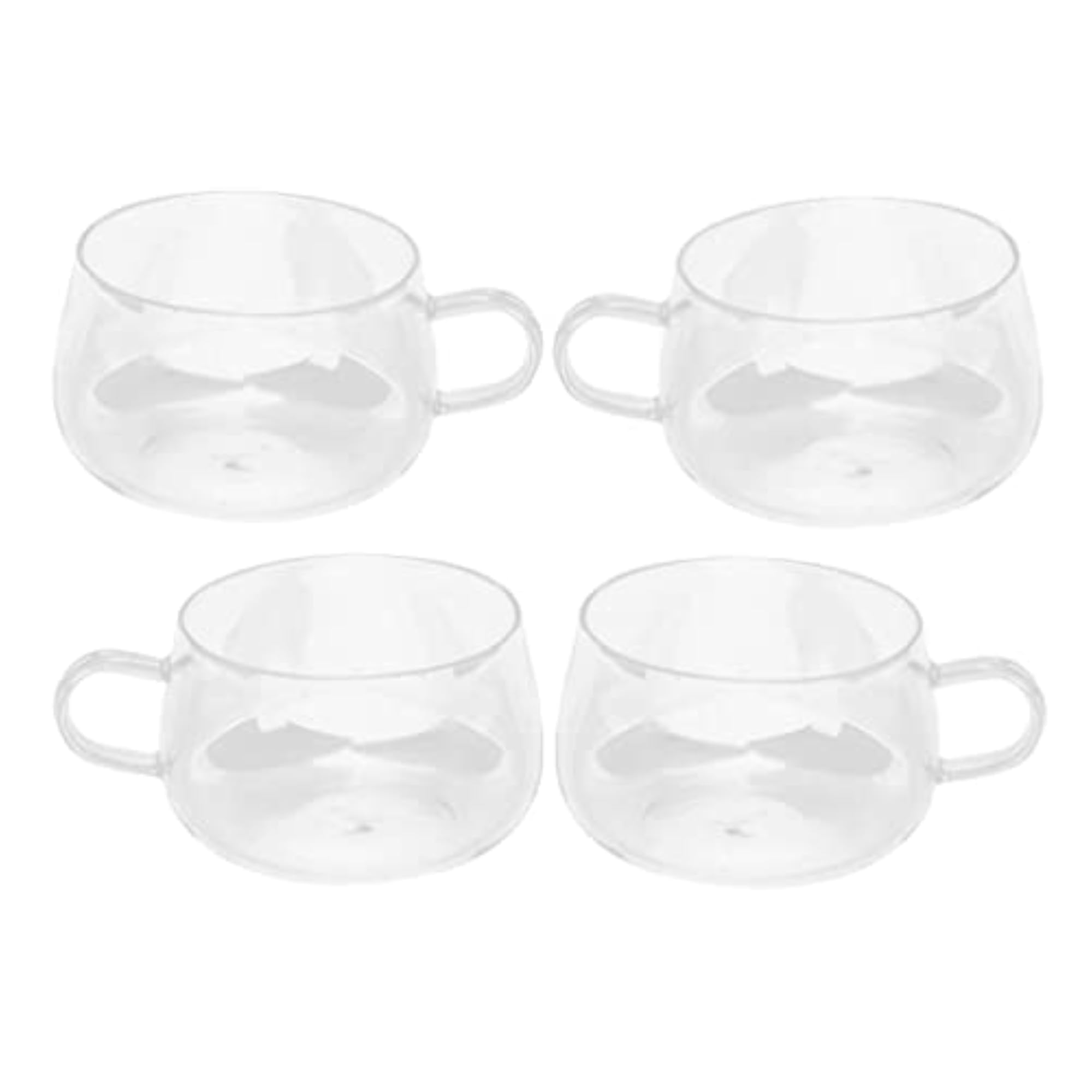 Handmade Round Double Wall Clear High Borosilicate Cup with Handle
