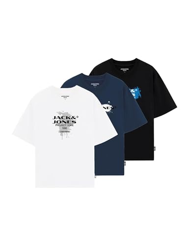 JACK & JONES Tee SS Crew Neck 3pk MP Jcocondor Lot de 3 t-Shirts à col Rond, Blanc éclatant, XL Hommes