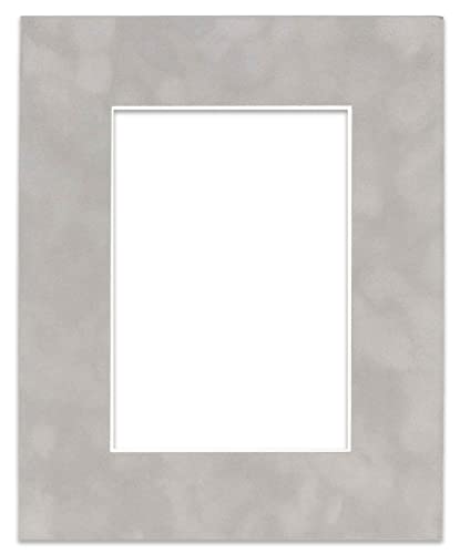 11x14 Mat Bevel Cut for 9x12 Photos - Acid Free Light Grey Suede Precut Matboard - for Pictures, Photos, Framing - 4-ply Thickness