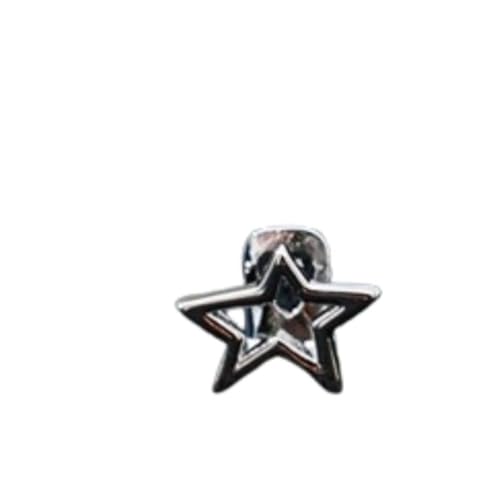 Aijiojio Grillz for Women Gold Plated Silver Grills for Your Teeth Punk Hollow Five-pointed star-shaped single Hip-hop gift (Silver)