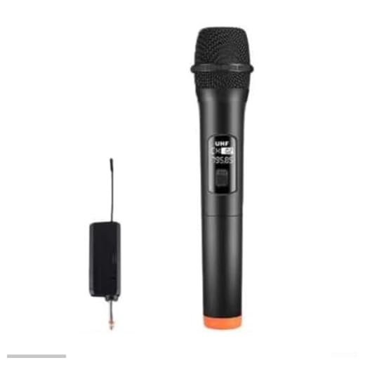 Hasaller Micrófonos de mano dinámicos de mano, micrófonos inalámbricos, funciona con pilas, sistema de micrófono inalámbrico (1 a 1)