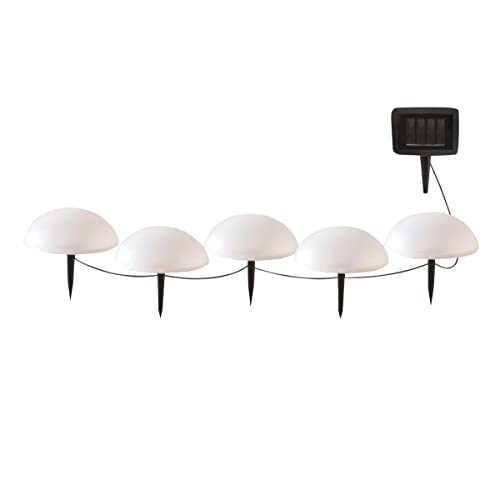 LUMISKY / LUMIJARDIN 5 demi boules solaires lumineuses à piquer balisage allée LED blanc HALF MOON ∅15 cm