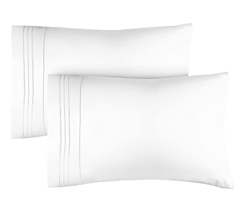 CGK Unlimited Queen Size Pillow Cases Set of 2 - Soft, Premium Quality Pillowcase Covers - Machine Washable Protectors - 20x26 & 20x30 Pillows for Sleeping 2 Piece - Queen Size Pillow Case Set - 4