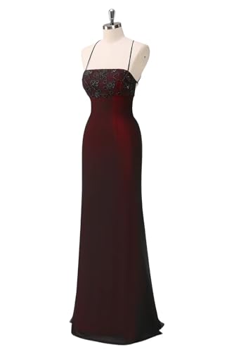 Dydsz Black Red Mermaid Long Prom Dresses for Women Sheath Bridesmaid Dress Evening Formal Gowns2