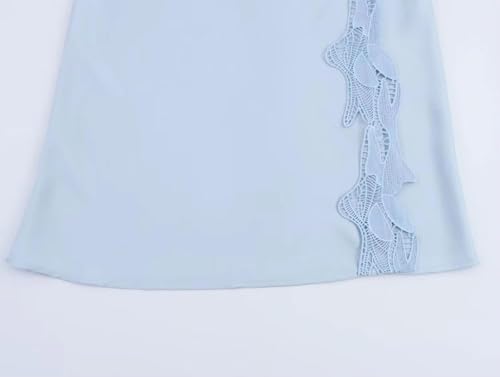 Summer Solid Color Lace Patchwork Mid-Calf Versatile Half Skirt3