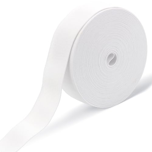 RIUNBB White Elastic Bands for Sewing - Waistband Elastic 1-1/2 inch x 15 Yards - Durable Comfortable Stretch for Pajamas Crafts Waistbands & Masks