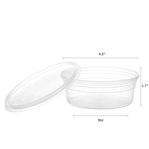 Image of [240Set-8oz] Plastic Deli Food Storage Containers With Lids Disposable Clear Small Togo Jars Bowls For Soup, Meal Prep, Slime | BPA Free | Stackable | Leakproof | Microwave | Dishwasher | Freezer Safe