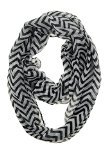 WearWide Womens Soft Chevron Design Fashion Loop Infinity Scarf for Holiday Gift - Black/White3
