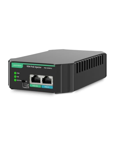 LINOVISION Gigabit 90W 802.3bt PoE Injector, Compatible with Standard and Legacy Non-Standard PD Device, PoE++ Injector for High Power Consumption PTZ Camera, VoIP Phone