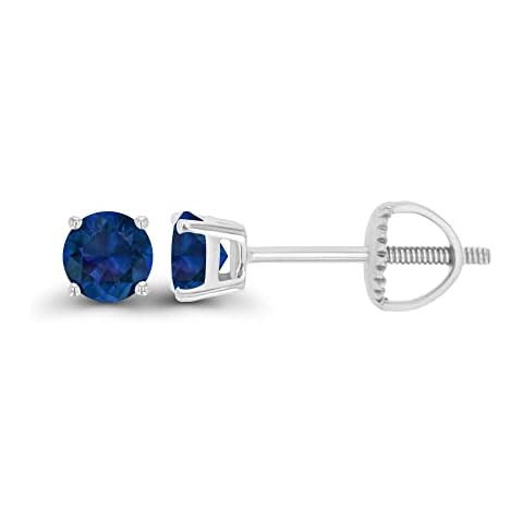 DECADENCE 925 Sterling Silver Blue Sapphire Stud Earrings Cover