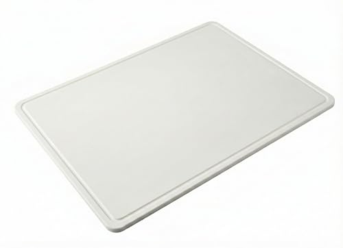 Extra Large 20 x 15 Plastic Cutting Board with Groove - Heavy 1/2' Thick White HDPE Poly, Long Lasting and NSF Approved for Restaurants and Commercial Kitchens - Weight 5lb