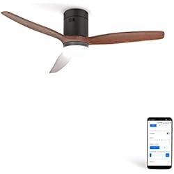 Ventilador Techo Con Mando Leroy Merlin CREATE / WINDCALM DC/Ventilador techo con luz motor DC negro aspas madera oscura/Silencioso, temporizador, con WIFI