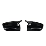 2 Pieces Carbon Fiber Look Side Mirror Cover Caps Compatible For BMW 3 5 6 7 8 Series G30 G31 G20 G11 G12 2017+ Rear View Caps(Glossy Black)