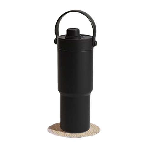 セラミック タンブラー ストロー付きー ー コーティング ー 保温保冷 水筒 持ち運び おしゃれ マグボトル こぼれない 735ml 大容量 蓋 真空断熱 コーヒー 牛乳 豆乳 ー水筒 ーー 3WAY 車載せでき コーティング (トワイライトブラック(セラ