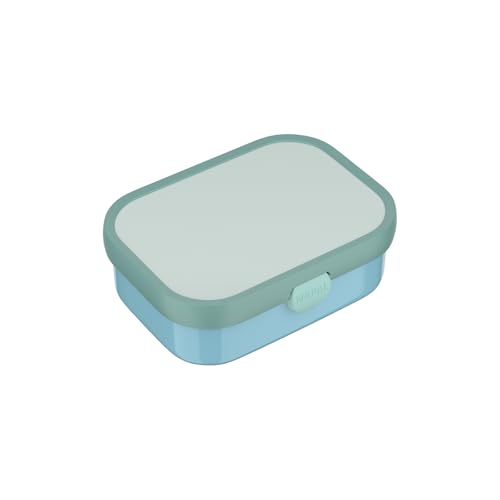 Mepal - Fiambrera Campus - Fiambrera Bento para niños - Fiambrera con compartimento bento y tenedor - Meal Prep Box con cierre de clip - Apto para lavavajillas - 750 ml - Azul frío con tapa de menta