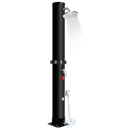 Inoamity 60L Ducha Solar para Jardín, Ducha Solar con Cabezal Giratorio de 360° y Ajuste de Agua Caliente y Fría, hasta 60 ℃, Ducha Solar para Exteriores para Jardín, Patio Trasero o Playa