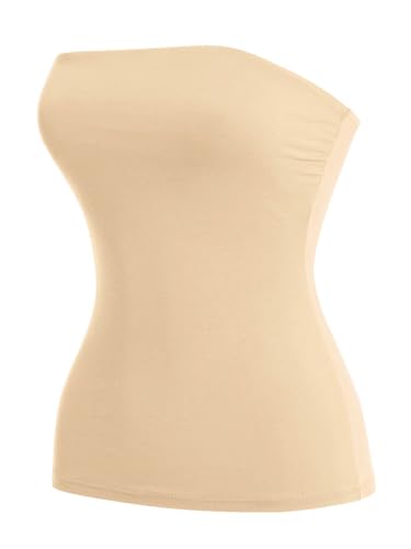 Image of MixMatchy Women's Stretchy Strapless Tube Top Y2K Bandeau Top