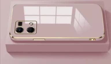 Image of Apurb Store for Oppo F21 Pro 4g Plating Square Gold Frame Phone Case Luxury Soft Silicone Back Cover (for Oppo F21 Pro 4g, Pink)