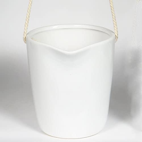 212 Main Withe with Twine Handle Hanging Planter