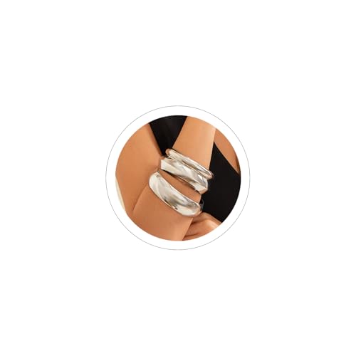 Sora Tuki Chunky Gold Bangle Bracelets for Women Thick Gold Cuff Bracelets Big Silver Chunky Bracelet Large Wide Wrist Statement Silver Bracelet for Women Fashion Trendy Jewelry