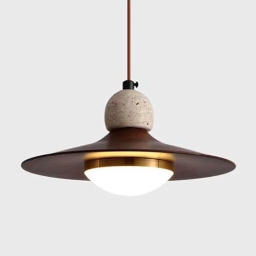 Lámpara colgante de nogal LED con cable ajustable para techo de comedor