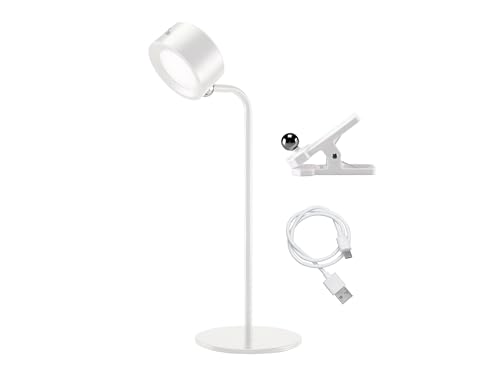 BEPER P201UTP302 Lampada da Lettura Senza Fili 3 Applicazioni Lampada da Tavolo Lampada da Parete Lampada con Clip 2.3W Cavo USB Ricaricabile Tipo C, 3 TonalitĂ di Luce, Bianco