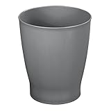 mDesign Slim Round Plastic Small Trash Can Wastebasket, Garbage Container Bin for Bathrooms, Powder Rooms, Kitchens, Home Offices, Kids Rooms - Charcoal Gray