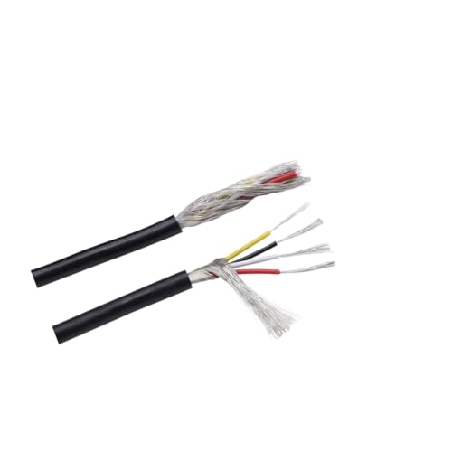 TYGIYY Cable de control de audio for altavoces y auriculares, blindado, 10 m, calibre 30 AWG, de cobre con aislamiento de PVC de 2 a 4 núcleos.(Black,10M-30AWG (3CORES))