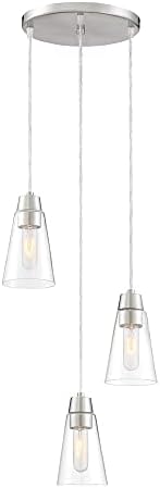 DESIGNERS FOUNTAIN Echo 3-Lights Pendant Light, 24 Inch Hanging Ceiling Fixture for Kitchen Island and Dining Room, Satin Platinum, 87830-3-SP
