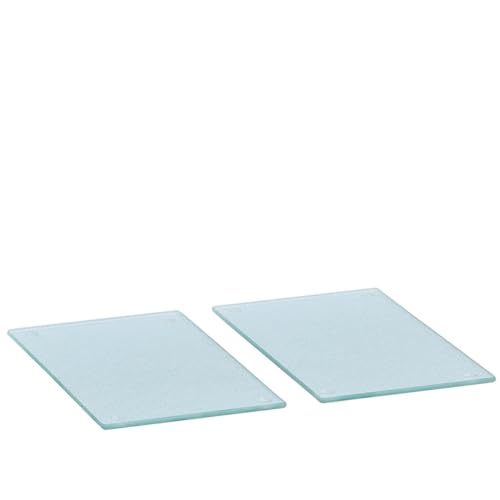 Glasschneidebrettchen 2er Set aus Sicherheitsglas mit Silikonfüßen, transparent, 25 x 15 cm