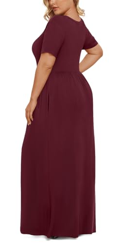 Image of LONGYUAN Women's Plus Size Maxi Dresses Summer Short Sleeve Casual Long Dress 2026 XL-6XL