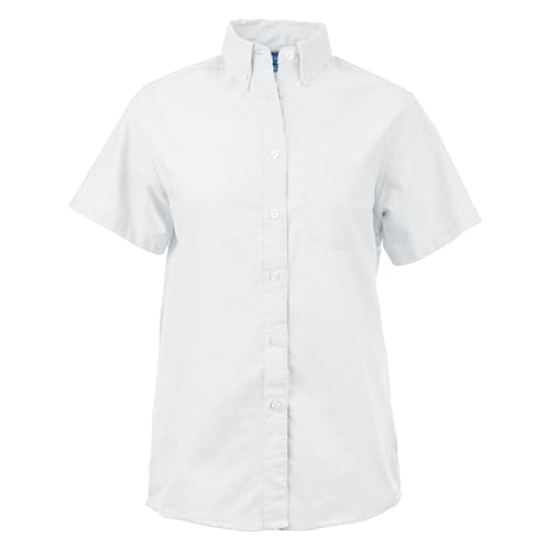 KNG Women’s White Button Down Short Sleeve Oxford Shirt