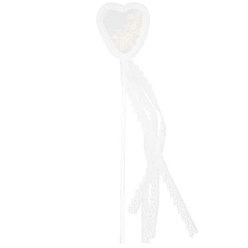 POPETPOP Varita Mágica Infantil Forma de Corazón Varita de Ángel Blanca de Encaje Accesorio Ligero para Cosplay y Actuaciones Recuerdos para Fiestas y Juegos Infantiles